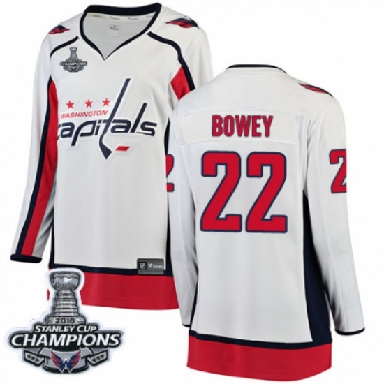 Women's Washington Capitals #22 Madison Bowey Fanatics Branded White Away Breakaway 2018 Stanley Cup Final Champions NHL Jersey - Ujersey