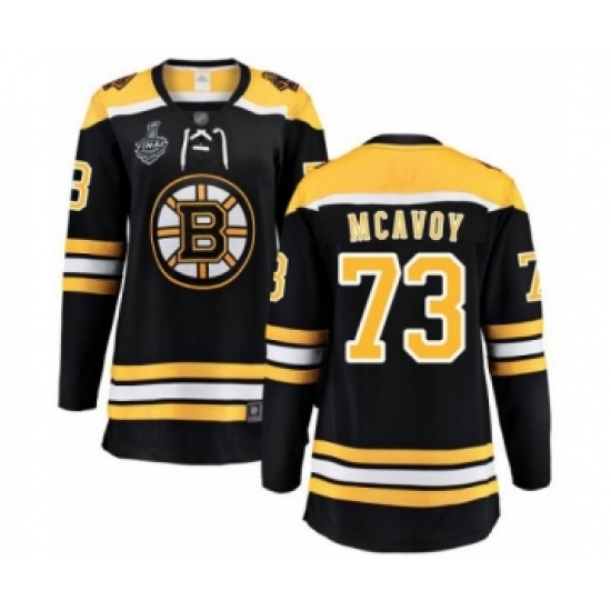 Women's Boston Bruins #73 Charlie McAvoy Authentic Black Home Fanatics Branded Breakaway 2019 Stanley Cup Final Bound Hockey Jersey