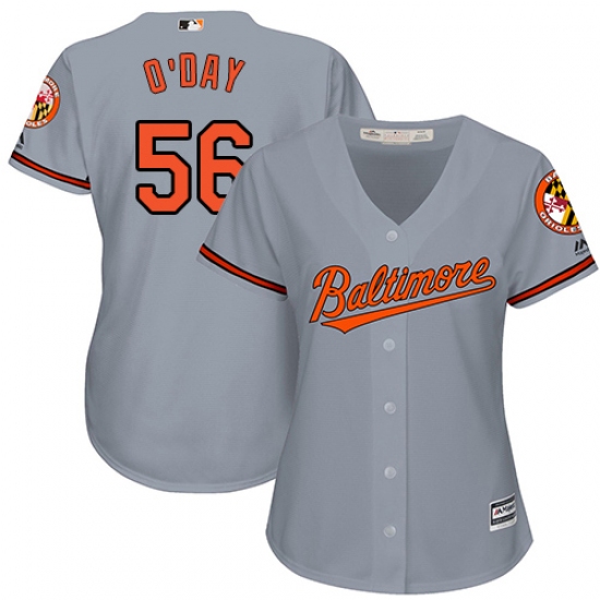 Women's Majestic Baltimore Orioles #56 Darren O'Day Authentic Grey Road Cool Base MLB Jersey
