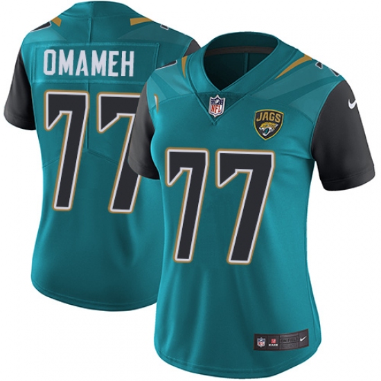 Women's Nike Jacksonville Jaguars #77 Patrick Omameh Teal Green Team Color Vapor Untouchable Elite Player NFL Jersey - Ujersey