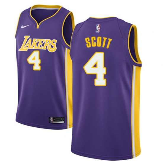 Youth Nike Los Angeles Lakers #4 Byron Scott Swingman Purple NBA Jersey - Statement Edition - Ujersey