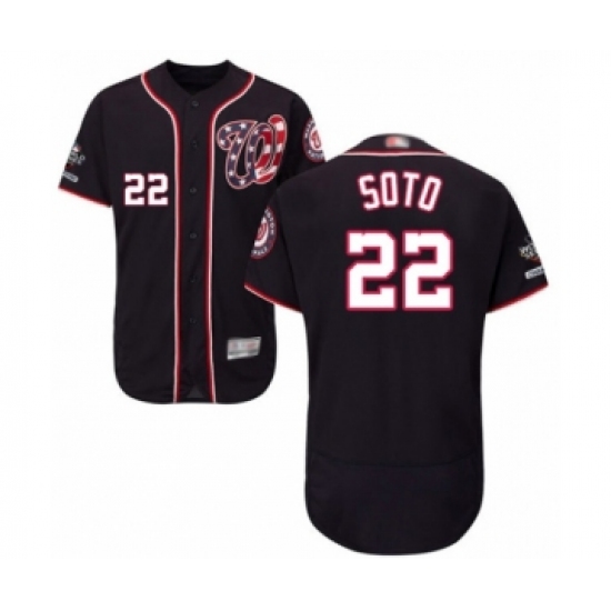 Men's Washington Nationals #22 Juan Soto Navy Blue Alternate Flex Base Authentic Collection 2019 World Series Champions Baseball Jersey - Ujersey
