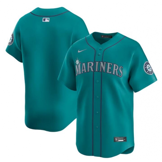 Men's Seattle Mariners Blank Aqua Alternate Limited Stitched jersey - Ujersey