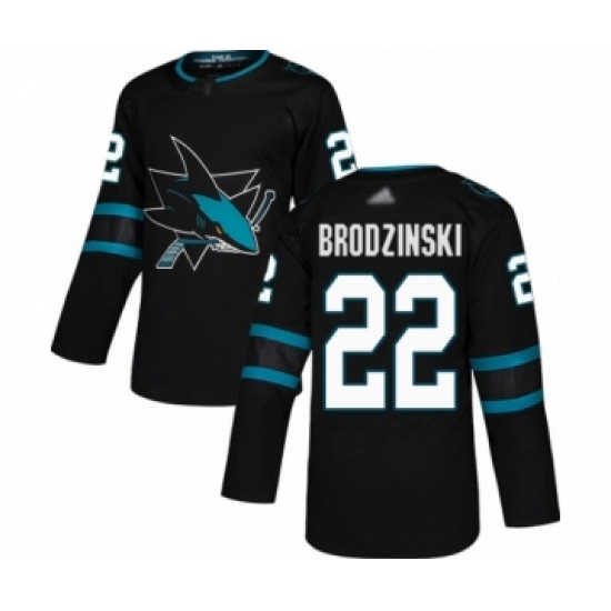 Men's San Jose Sharks #22 Jonny Brodzinski Authentic Black Alternate Hockey Jersey