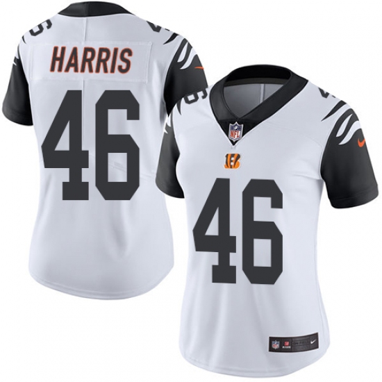 Women's Nike Cincinnati Bengals #46 Clark Harris Limited White Rush Vapor Untouchable NFL Jersey - Ujersey
