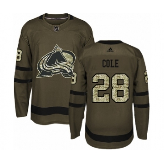 Men's Adidas Colorado Avalanche #28 Ian Cole Authentic Green Salute to Service NHL Jersey - Ujersey