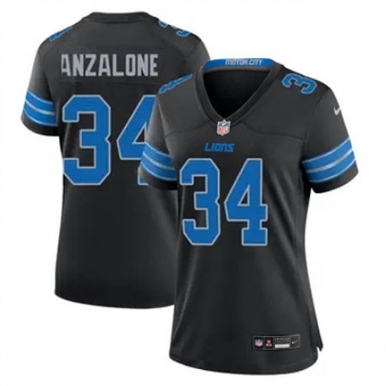 Women Detroit Lions #34 Alex Anzalone Black Vapor Stitched Nike NFL Jersey - Ujersey