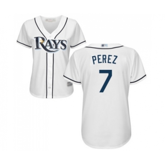Women's Tampa Bay Rays #7 Michael Perez Replica White Home Cool Base Baseball Jersey - Ujersey