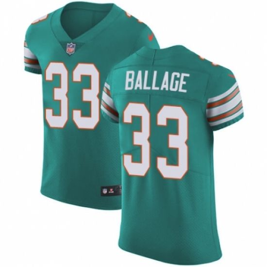 Men's Nike Miami Dolphins #33 Kalen Ballage Aqua Green Alternate Vapor Untouchable Elite Player NFL Jersey - Ujersey