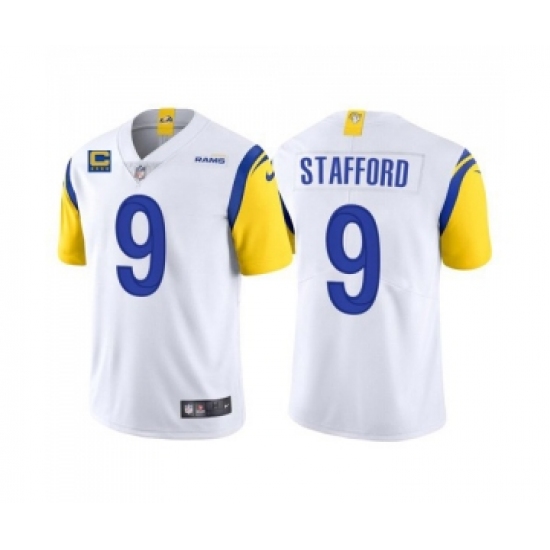 Men's Los Angeles Rams 2022 #9 Matthew Stafford White With 4-star C Patch Stitched NFL Jersey - Ujersey