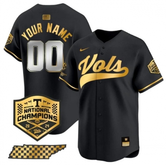 Men's Tennessee Volunteers Active Player Custom Black Gold 2024 Champions Vapor Limited Stitched Jersey - Ujersey