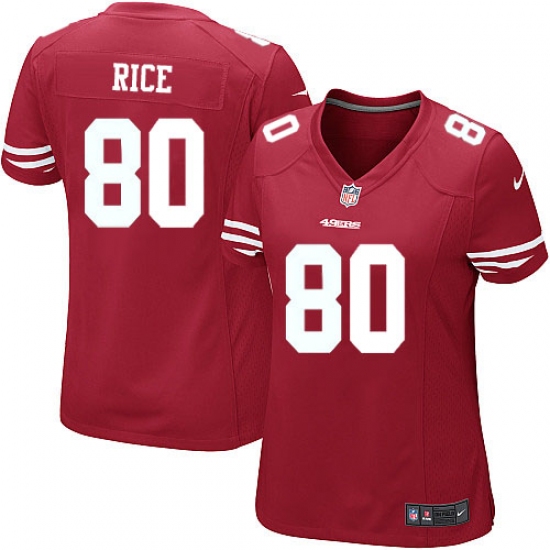 Women's Nike San Francisco 49ers #80 Jerry Rice Game Red Team Color NFL Jersey - Ujersey