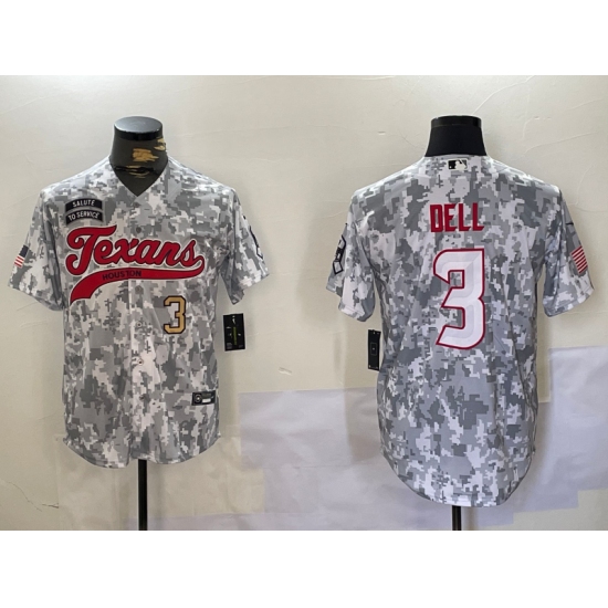 Men's Houston Texans #3 Tank Dell Arctic Camo 2024 Salute to Service Stitched Baseball Jerseys