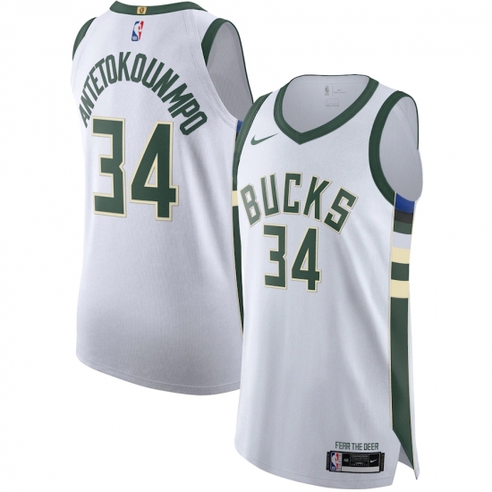 Men's Nike Giannis Antetokounmpo #34 Milwaukee Bucks White 2020-21 Authentic Jersey - Ujersey