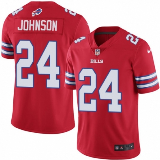 Men's Nike Buffalo Bills #24 Taron Johnson Elite Red Rush Vapor Untouchable NFL Jersey - Ujersey