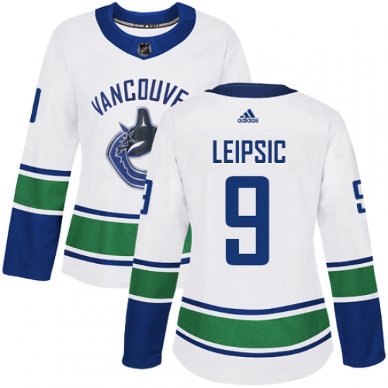 Women's Adidas Vancouver Canucks #9 Brendan Leipsic Authentic White Away NHL Jersey - Ujersey