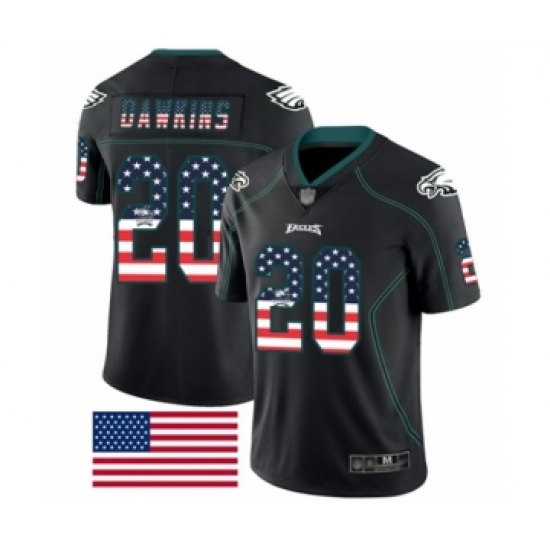 Men's Philadelphia Eagles #20 Brian Dawkins Limited Black Rush USA Flag Football Jersey - Ujersey