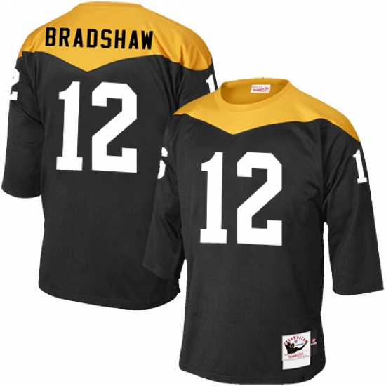Men's Mitchell and Ness Pittsburgh Steelers #12 Terry Bradshaw Elite Black 1967 Home Throwback NFL Jersey - Ujersey