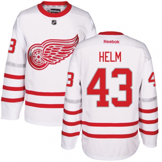 Men's Reebok Detroit Red Wings #43 Darren Helm Premier White 2017 Centennial Classic NHL Jersey - Ujersey