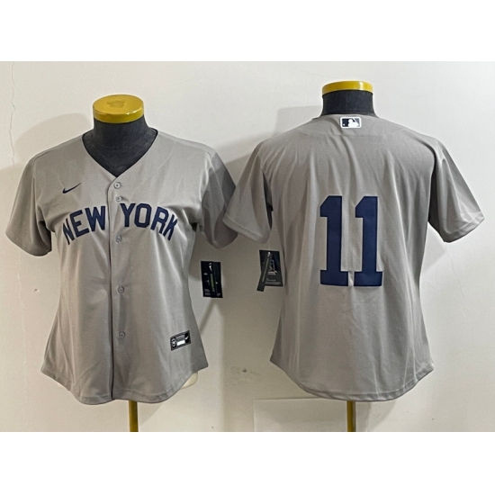 Women's New York Yankees #11 Anthony Volpe 2021 Grey Field of Dreams Cool Base Stitched Jersey - Ujersey
