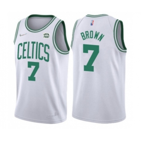 Men's Boston Celtics #7 Jaylen Brown 75th Anniversary White Stitched Basketball Jersey - Ujersey