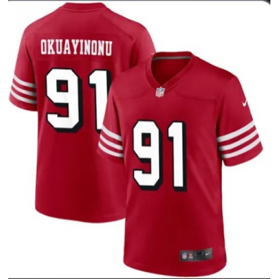 Men's San Francisco 49ers #91 Sam Okuayinonu Red Vapor Untouchable Limited Stitched Football Jerseys - Ujersey