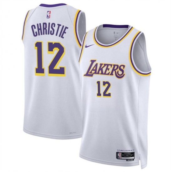 Men's Los Angeles Lakers #12 Max Christie White 2024 Association Edition Stitched Basketball Jersey - Ujersey