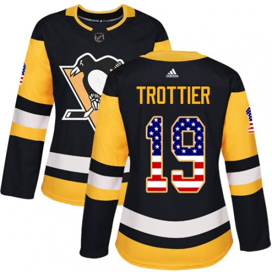 Women's Adidas Pittsburgh Penguins #19 Bryan Trottier Authentic Black USA Flag Fashion NHL Jersey - Ujersey