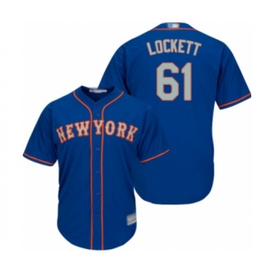 Youth New York Mets #61 Walker Lockett Authentic Royal Blue Alternate Road Cool Base Baseball Player Jersey - Ujersey