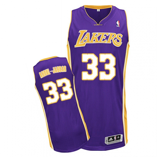 Men's Adidas Los Angeles Lakers #33 Abdul-Jabbar Authentic Purple Road NBA Jersey - Ujersey