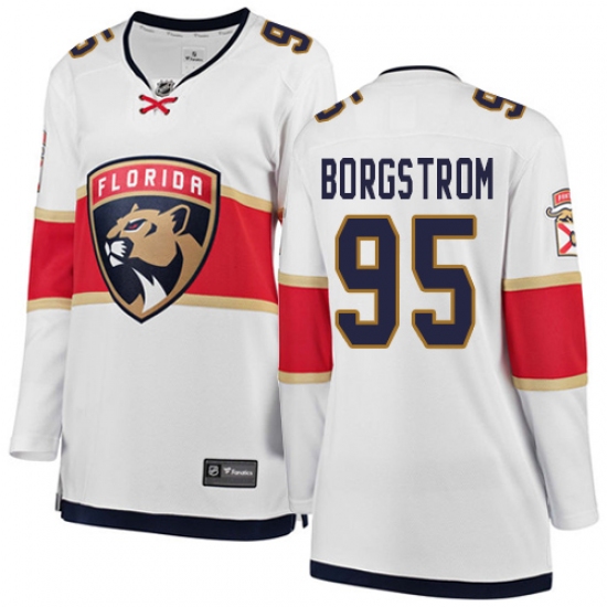 Women's Florida Panthers #95 Henrik Borgstrom Authentic White Away Fanatics Branded Breakaway NHL Jersey - Ujersey