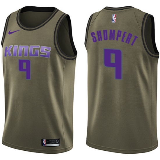 Men's Nike Sacramento Kings #9 Iman Shumpert Swingman Green Salute to Service NBA Jersey - Ujersey