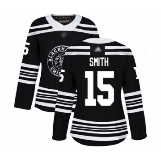 Women's Chicago Blackhawks #15 Zack Smith Authentic Black Alternate Hockey Jersey - Ujersey