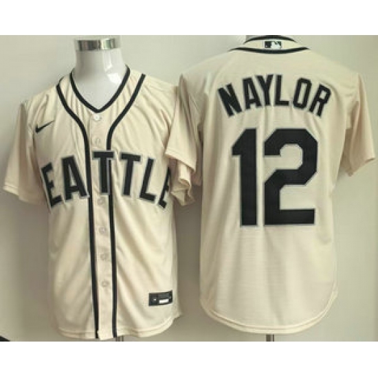 Men's Seattle Mariners #12 Josh Naylor Cream Cool Base Jersey - Ujersey