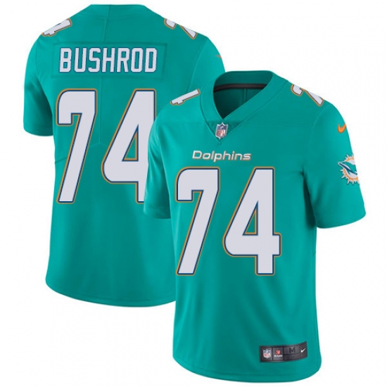 Men's Nike Miami Dolphins #74 Jermon Bushrod Aqua Green Team Color Vapor Untouchable Limited Player NFL Jersey - Ujersey