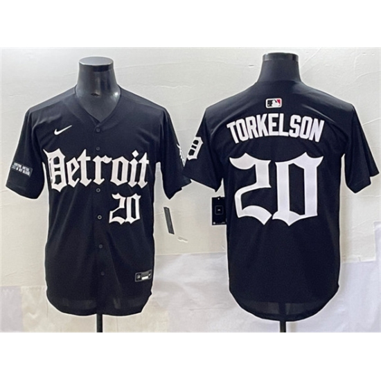 Men's Detroit Tigers #20 Spencer Torkelson Black 'Motor Gothic Edition' Vapor Premier Limited Stitched Baseball Jersey