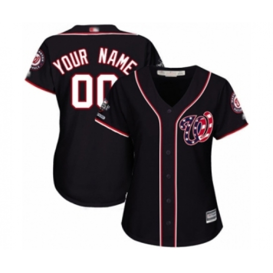Women's Washington Nationals Customized Authentic Navy Blue Alternate 2 Cool Base 2019 World Series Champions Baseball Jersey - Ujersey