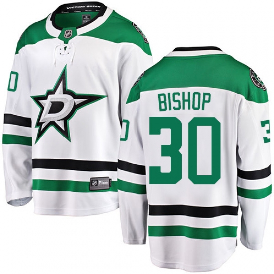 Men's Dallas Stars #30 Ben Bishop Authentic White Away Fanatics Branded Breakaway NHL Jersey - Ujersey