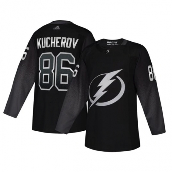 Men's Tampa Bay Lightning #86 Nikita Kucherov adidas Alternate Authentic Player Jersey Black - Ujersey