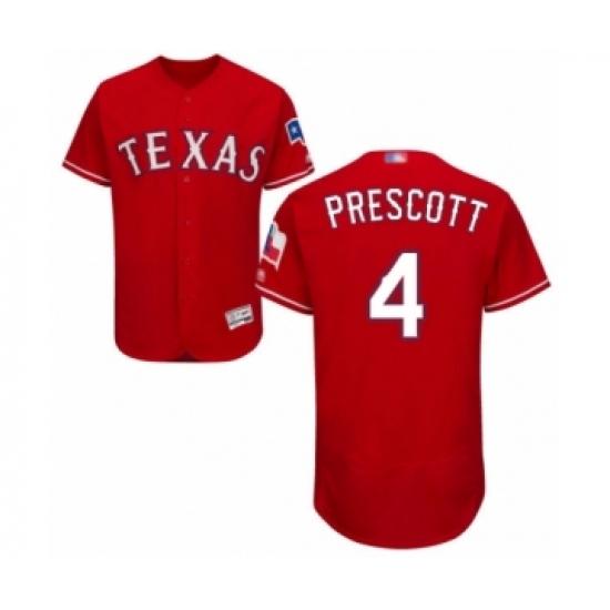 Men's Texas Rangers #4 Dak Prescott Red Alternate Flex Base Authentic Collection Baseball Jersey - Ujersey