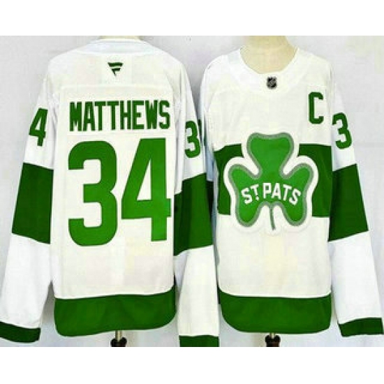 Men's Toronto Maple Leafs #34 Auston Matthews White St Pats Authentic Jersey - Ujersey