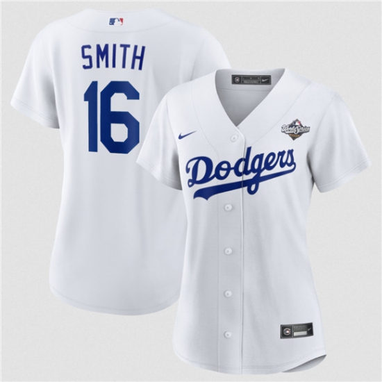 Women's Los Angeles Dodgers #16 Will Smith White 2025 World Series Home Cool Base Stitched Baseball Jersey(Run Small) - Ujersey