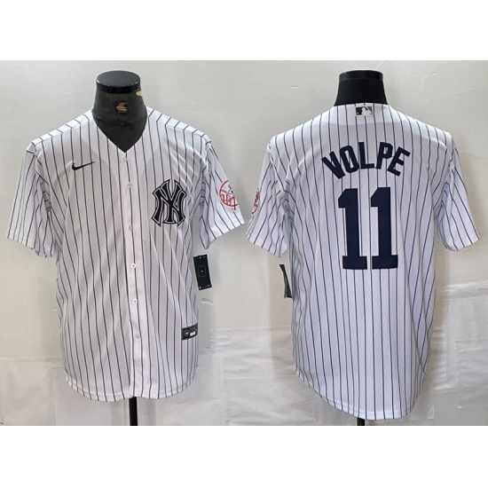 Men's New York Yankees #11 Anthony Volpe Name White With 2024 Cool Base Stitched Jersey - Ujersey