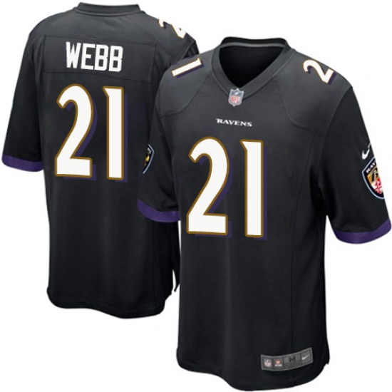 Men's Nike Baltimore Ravens #21 Lardarius Webb Game Black Alternate NFL Jersey - Ujersey