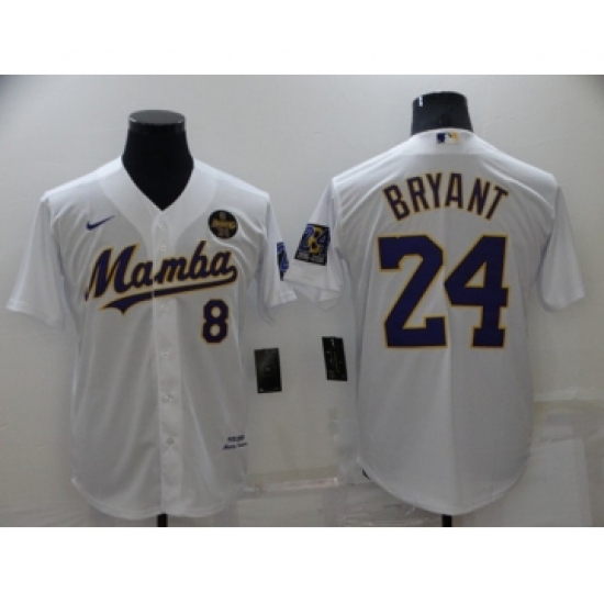 Men's Los Angeles Dodgers #24 Kobe Bryant White Cool Base Stitched Jersey - Ujersey