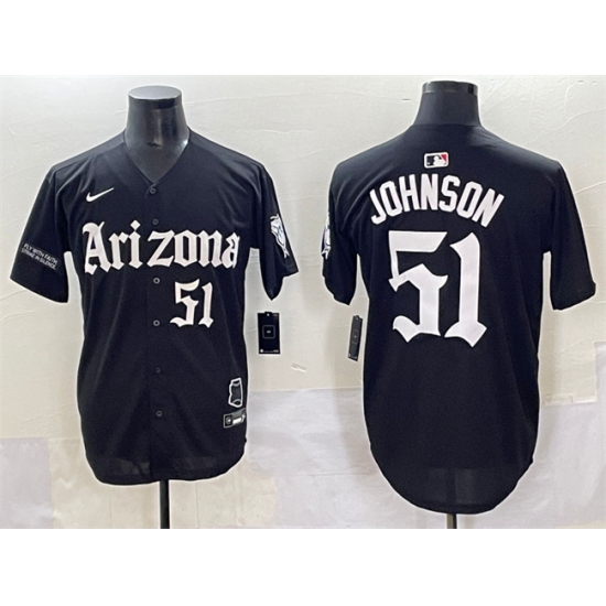 Men's Arizona Diamondbacks #51 Randy Johnson Black 'Gothic Desert Fang Edition' Vapor Premier Limited Stitched Baseball Jersey - Ujersey