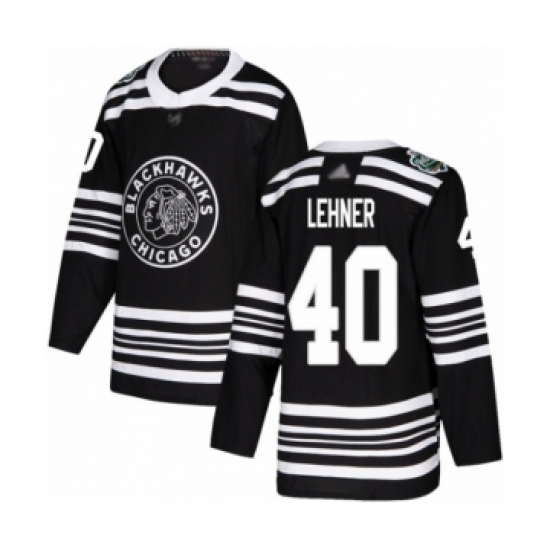Youth Chicago Blackhawks #40 Robin Lehner Authentic Black 2019 Winter Classic Hockey Jersey