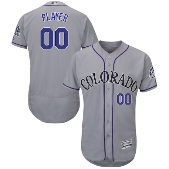 Men's Colorado Rockies Majestic Gray Alternate Flex Base Authentic Collection Custom Jersey with Commemorative Patch