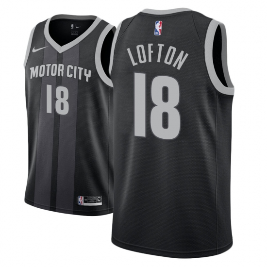Men NBA 2018-19 Detroit Pistons #18 Zach Lofton City Edition Black Jersey - Ujersey