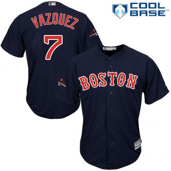 Youth Majestic Boston Red Sox #7 Christian Vazquez Authentic Navy Blue Alternate Road Cool Base 2018 World Series Champions MLB Jersey - Ujersey